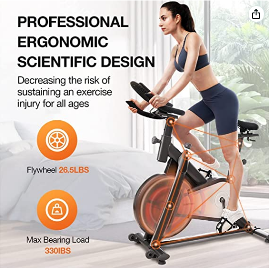 MOBI FITNESS Exercise Bike, Indoor Cycling Bike for Home Gym with Comfortable Seat Cushion Magnetic Resistance Stationary Bikes with Knob Console,  with Free Unsubscribed Exercise Classes