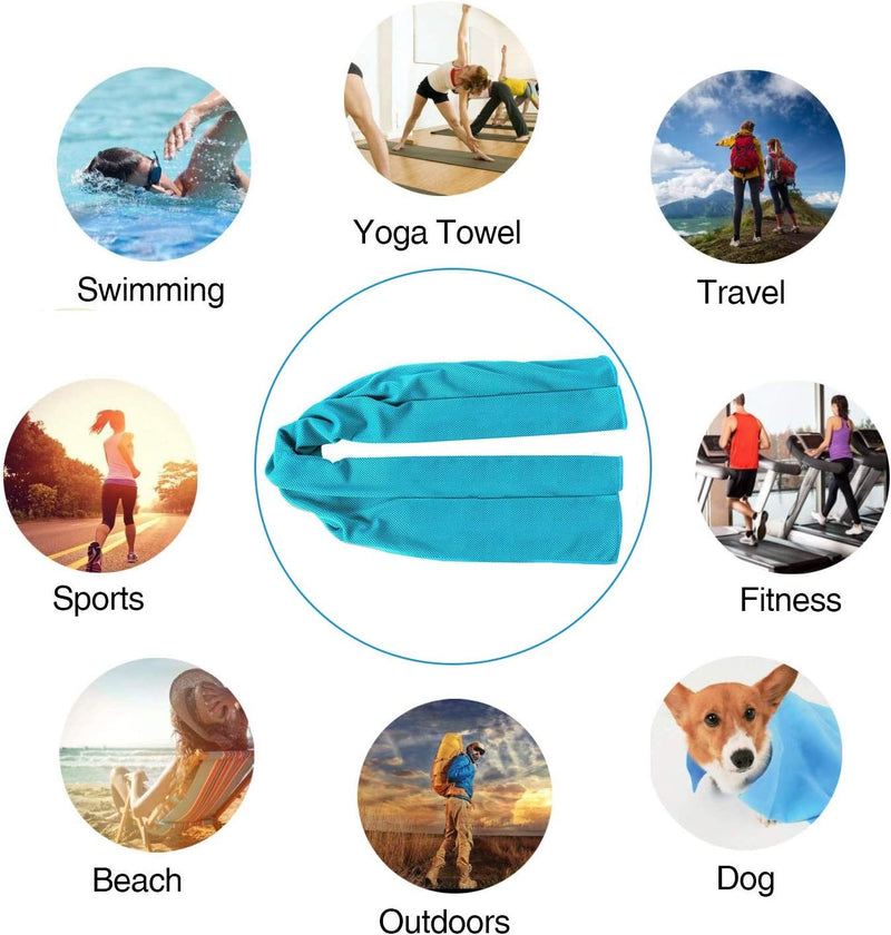 6 Cooling Towel (40" x 12") Ice Towel Sports Towel Soft and Breathable Cooling Towel. Microfiber Towels for Yoga;  Gym;  Running;  Camping;  Outdoor Activities and More.